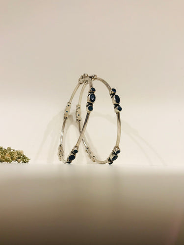 Blue Stone Silver Bangle